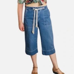 Lauren Ralph Lauren Blue Denim Capris with Drawstring